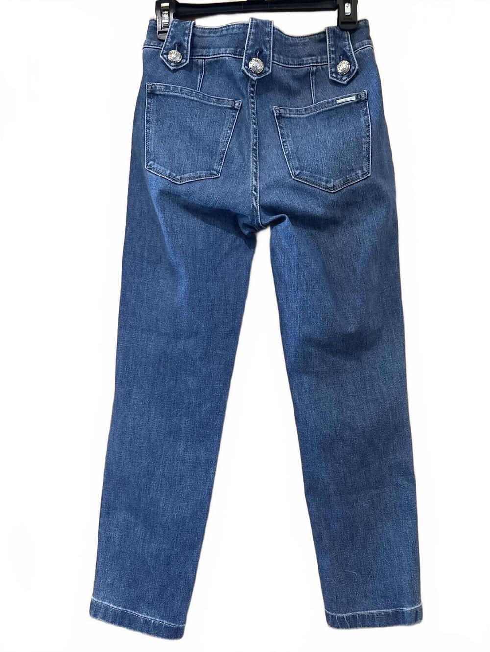 White House Black Market Straight Leg Embellished Button Jeans Blue Size 2 - Picture 3 of 8
